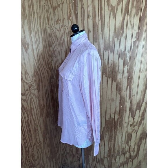 Frye Addie Westor Light Pink Button Up Blouse Collared Pockets Size S - Picture 6 of 10